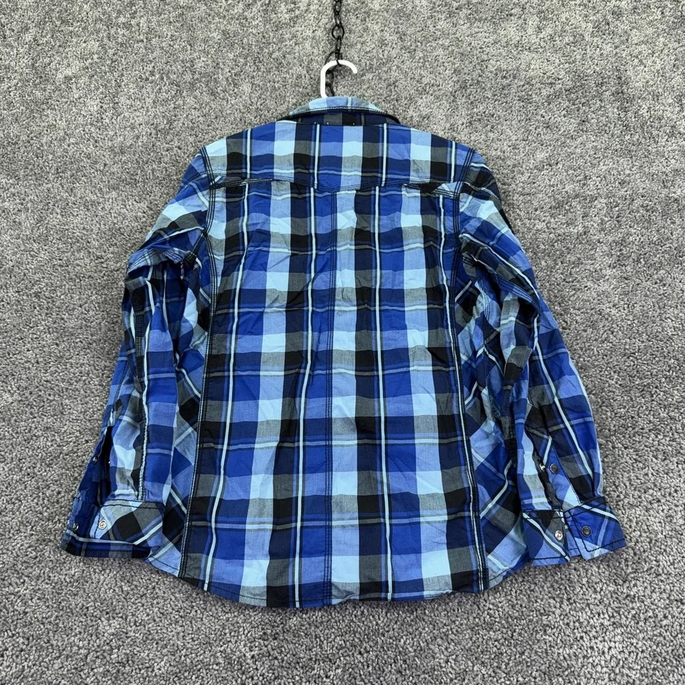 BKE Shirt Boys XL 18-20 Blue Plaid Long Sleeve Snap Button Up Casual Top